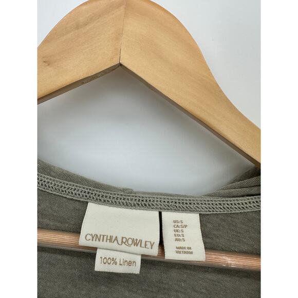 Cynthia Rowley Womens Green Linen Open Front Cardigan Size S Hood Long Oversized - Picture 6 of 6